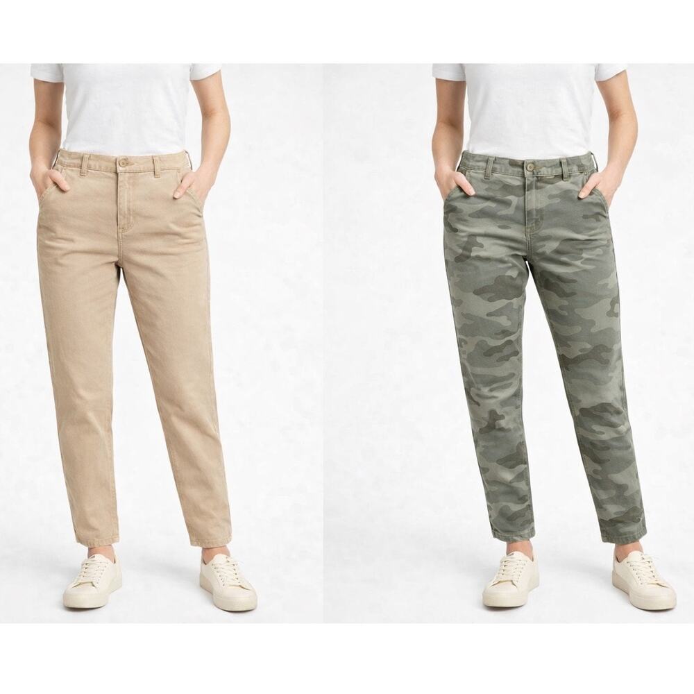 GAP Girlfriend Chino Pants Bundle 2019 Mid Rise Stretch 8 NWT Camo & khaki Sz 8